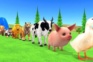 Paint Animals Duck,Pig,Cow,Tiger,Lion,Gorilla,Bear,Elephant,Dinosaur Fountain Crossing Animal Game N