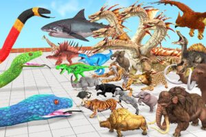 Reptiles Battle - Revolt of Giant Titanoboa vs Wild Animals vs Dinosaurs Animal Revolt Battle Simul