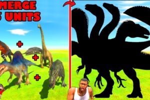 SHINCHAN Merge 5 UNITS into 1 | T-REX Brachiosaurus SPINOSAURUS Animal Revolt Battle Simulator CHOP