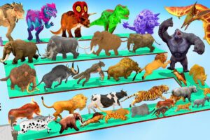 Which Animal vs Dinosaurs vs Prehistoric Mammals Speed Race Run Zigzag Down Course! ARBS