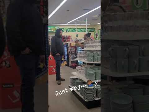 black and white fighting at the Dollar Tree