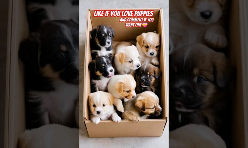 cute puppies in a box #puppy #puppies #puppydog #cuteanimals #youtubeshorts #shorts