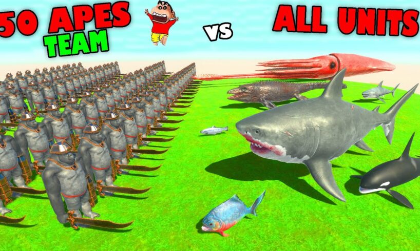 50 APES INTENSE Fights with ALL UNITS in Animal Revolt Battle Simulator with SHINCHAN and CHOP