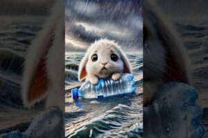 A little rabbit floating in the middle of a heavy rainstorm #RabbitRescue #CuteAnimals #AnimalRescue