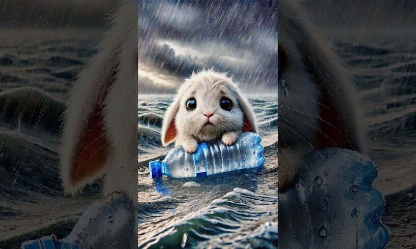 A little rabbit floating in the middle of a heavy rainstorm #RabbitRescue #CuteAnimals #AnimalRescue