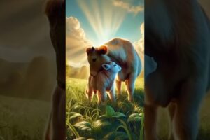 A mother cow 🐄 fight a lion 🦁 #youtubeshorts #cow #ai #cowsay #ytshorts #trending