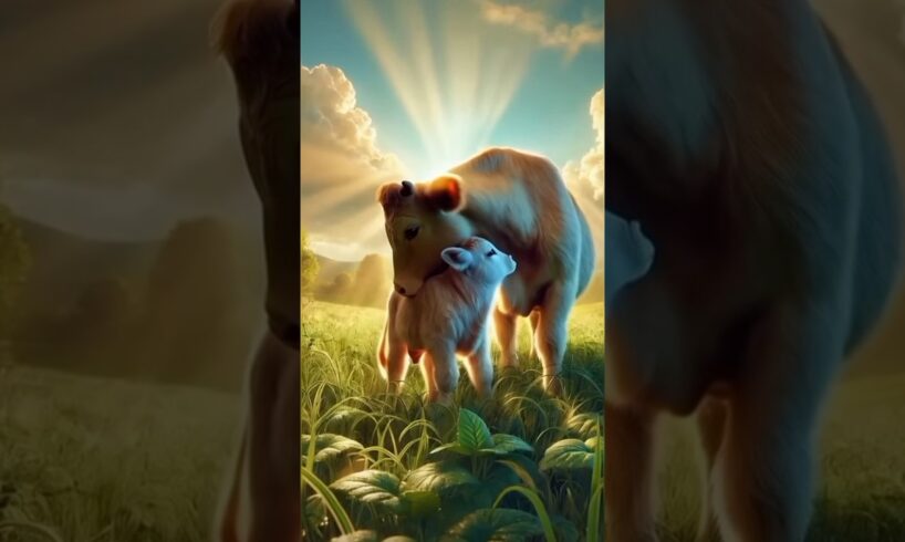 A mother cow 🐄 fight a lion 🦁 #youtubeshorts #cow #ai #cowsay #ytshorts #trending