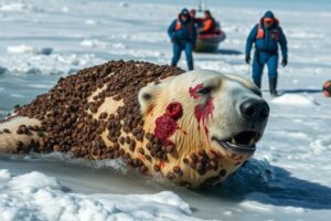 A mother polar bear injured by millions of barnacles was successfully rescued by Rescue Waves team