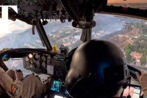 Aerial footage shows Los Angeles firefighting from above