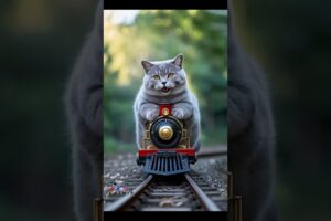 Cat Playing with a Toy Train | #viralshort