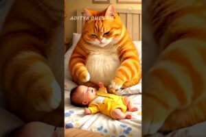 Cat save human baby son 😺 #CatRescue #CuteAnimals #Animal Rescue