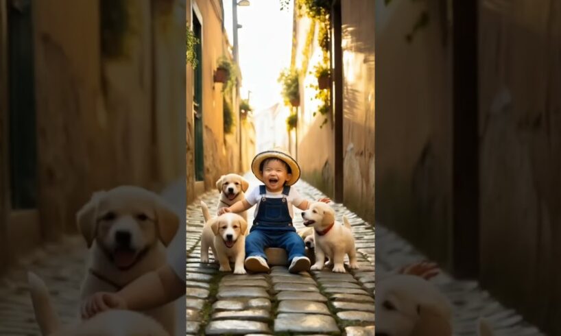 Cute Babies Playing with Cute Puppies #shortsfeed #baby #cuteanimal #cutepet #shortvideo #shorts