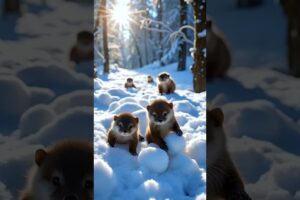 Cute Sea otter is playing on the ice #cute #seaotter #shorts