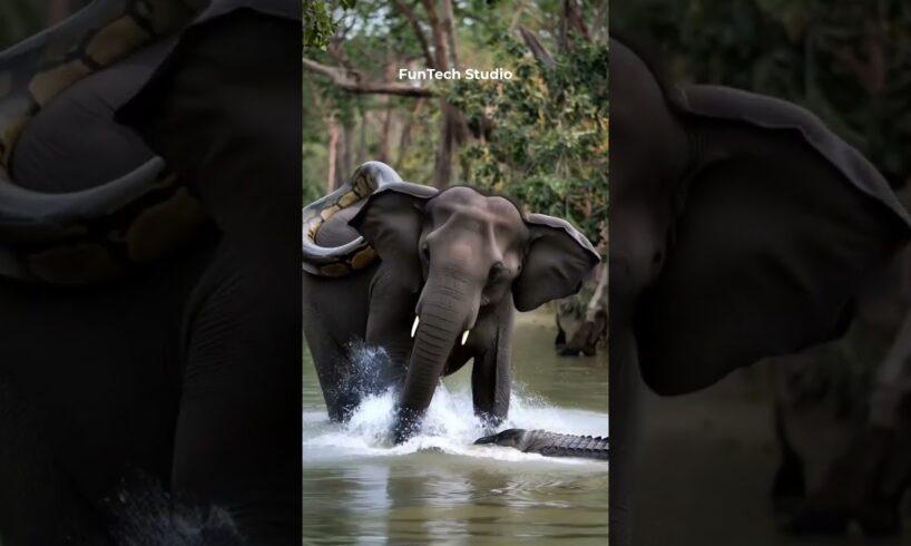 😱Elephant Vs Python Vs Crocodile Fight #animals #animal #trending #shorts #animallover #wildlife