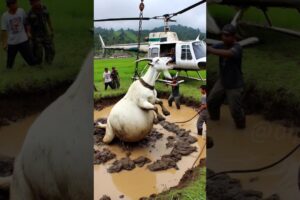 Farmers rescued a heavy goat stuck in mud #humanity #goat #bakra #animals #veternary #rescueanimals