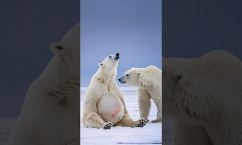 Fisherwoman helps a polar bear in labor.