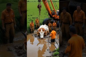 Heavy Cow Stuck on a Muddy Field Rescued by Farmers|#shortsfeed#shorts#humanity#cow#help#goaltourist