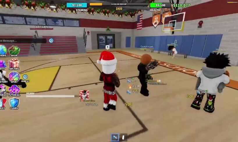 I became the hood ￼ Santa Claus 🎅 in Roblox fight in a school