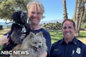 Joyful reunion of man and dog separated in fire