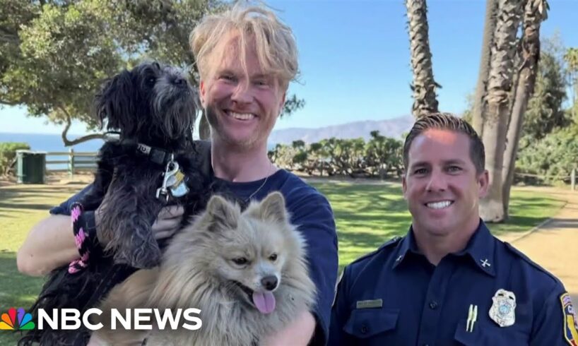 Joyful reunion of man and dog separated in fire