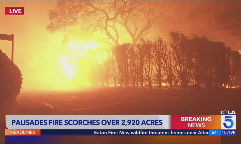 Multiple explosions caught on live TV as the Palisades Fire rages on