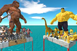 Mutant Primates Army Falling and Fight Honey Hulk + Honey Units Team -Animal Revolt Battle Simulator