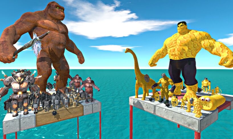 Mutant Primates Army Falling and Fight Honey Hulk + Honey Units Team -Animal Revolt Battle Simulator