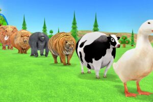 Paint Animals Duck,Cow,Tiger,Gorilla,Lion,Elephant,Dinosaur Fountain Crossing Fat Animals Game New