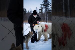 Polar Bear Saved By A Man and Dog #shorts  #ytshorts