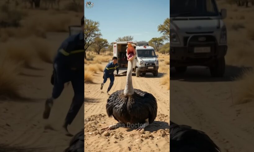 "Pregnant Ostrich Rescued by Compassionate Doctors from Muddy Field | Heartwarming Animal Rescue"