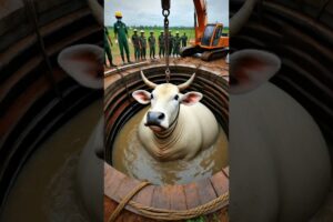 Rescue Team Help Heavy Cow Stuck in Huge Muddy Well Safe and Secure ||#shortsfeed#shorts#goaltourist