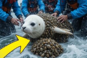 Seal cub rescued from Million Of Barnacles #barnacles #sealcub #polarbear#rescueanimals #wildlife