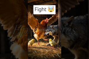 Story Of A Heroic Hen 🐔 Saves It's Children From A Dangerous Wolf 🐺 #ai #wolf #fight #animal #rescue