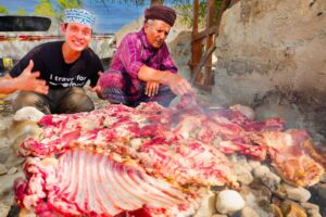 Traditional Arabian Food!! WHOLE GOAT ROCK BBQ (Can't Believe the Process)!!