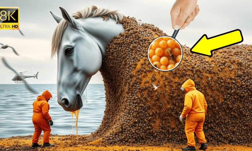 White HORSE Covered in Millions of  Barnacles & Parasites Bee Saved by Heroic Rescue Team rescue.