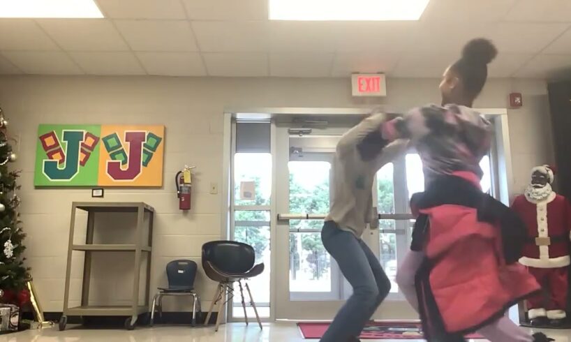 girls play fighting in school (fake fight )