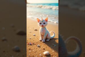 when a Sea-Horse kitten is attacked on the beach #cat #cute #story #ai