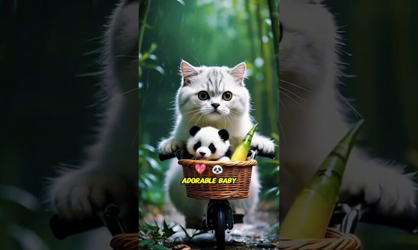 A Cat’s Heartwarming Act Rescuing a Baby Panda in the Rain||#shorts #viralshorts