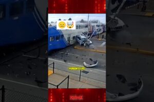 😑A Deadly Collision: Car Pushed Onto Train Tracks!🤯 #shorts #car #sad #ytshorts #krimz #kriminal