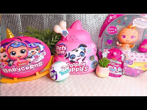 ASMR UNBOXING 🎁 CUTEST PETS ALIVE POOPING PUPPIES I BABYCORNS I 🍼MY BABYS I RAINBOCORNS