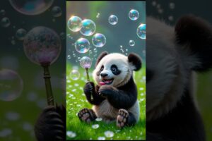 🐼✨ Adorable Baby Panda Plays with Magical Bubbles! 😍🎈#babyanimals #panda #babypandas