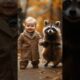 Baby vs. Raccoon! #shorts #baby #cute