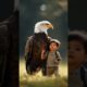 Big eagle playing with little boy #wildlife #animals #ai