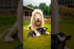 Black cow fights white lion #cow #cowlover #vietnam #denmark #animals