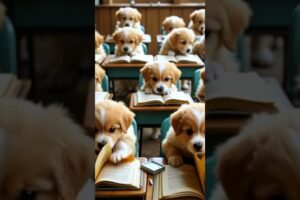 Cute puppies in the class 🌺  #cuteanimals   #shortvideo   #poppy  #midjourney  #cutewildanimals