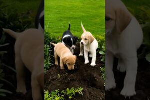 Cute puppies playing and digging mud #dog #puppy #doglover #dogs #dogvideos #youtubeshorts #shorts