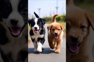 Cute puppies walking on a road #dog #puppy #doglover #dogs #cutedog #dogshort #youtubeshorts #shorts