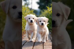 Cute puppies walking side by side #dog #puppy #dogs #doglover #cutecat #pets #youtubeshorts #shorts