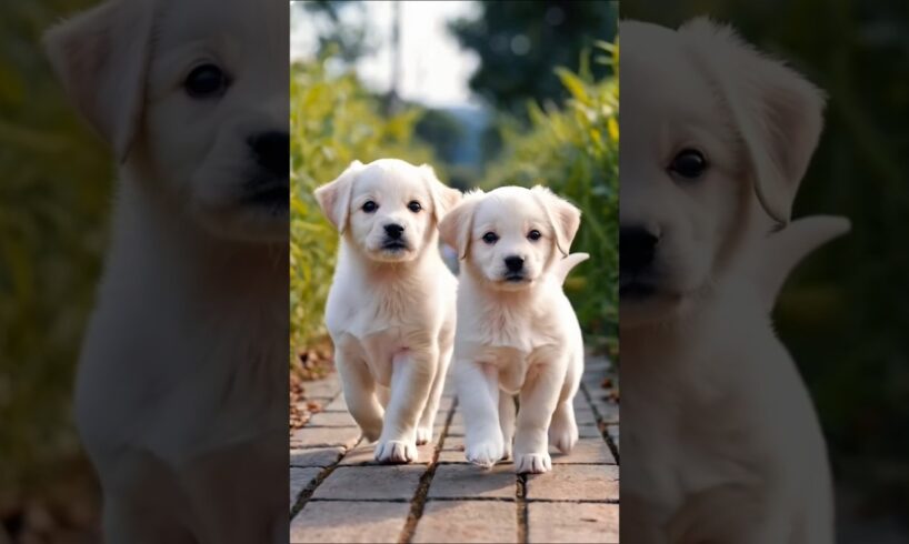 Cute puppies walking side by side #dog #puppy #dogs #doglover #cutecat #pets #youtubeshorts #shorts