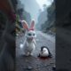 Cute rabbit rescued poor penguin  #rabbit #cat #kitten #funny #ai # CuteAnimals